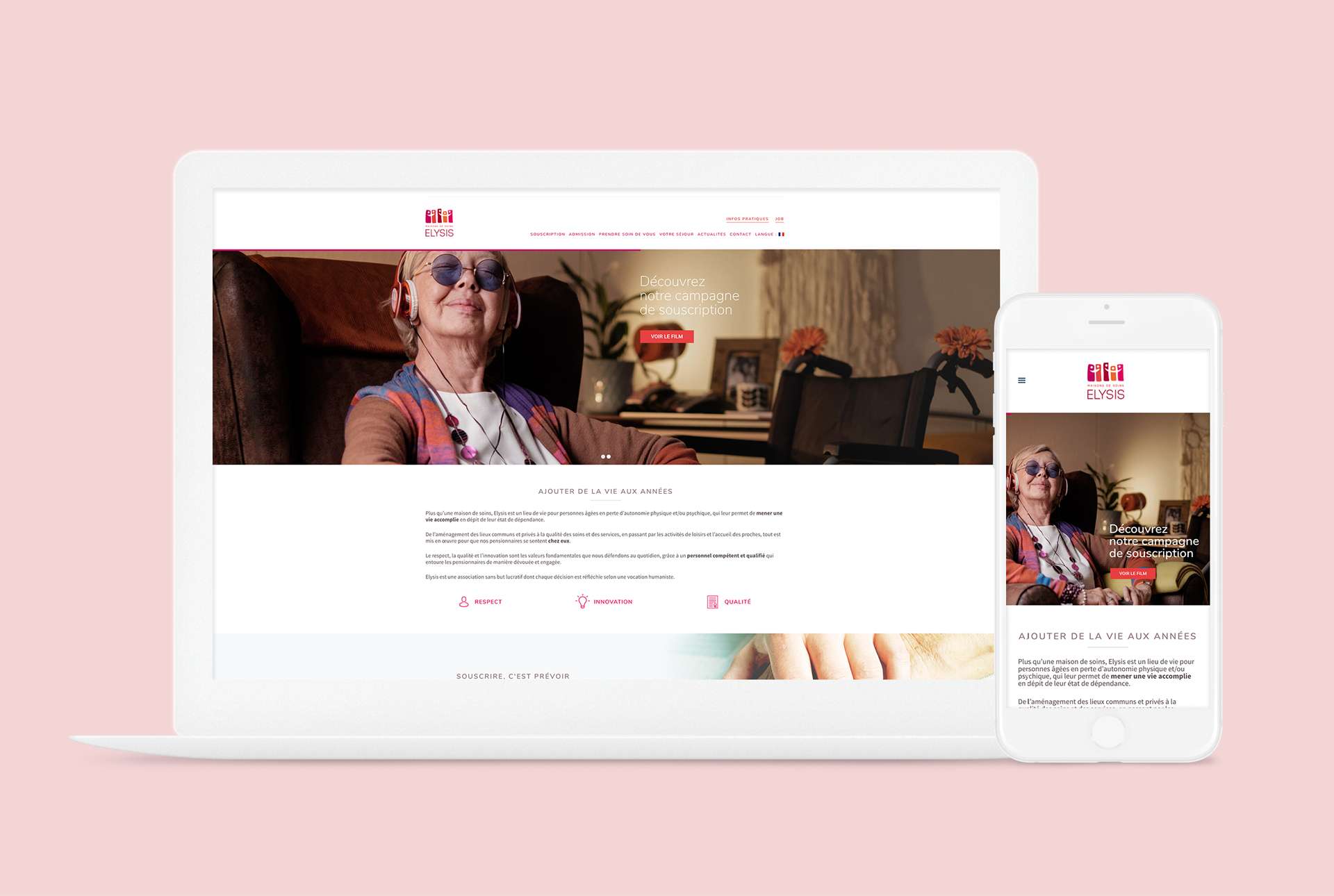 Mise à jour du site internet d'Elysis avec les visuels réalisés pour la campagne de souscription d'Elysis