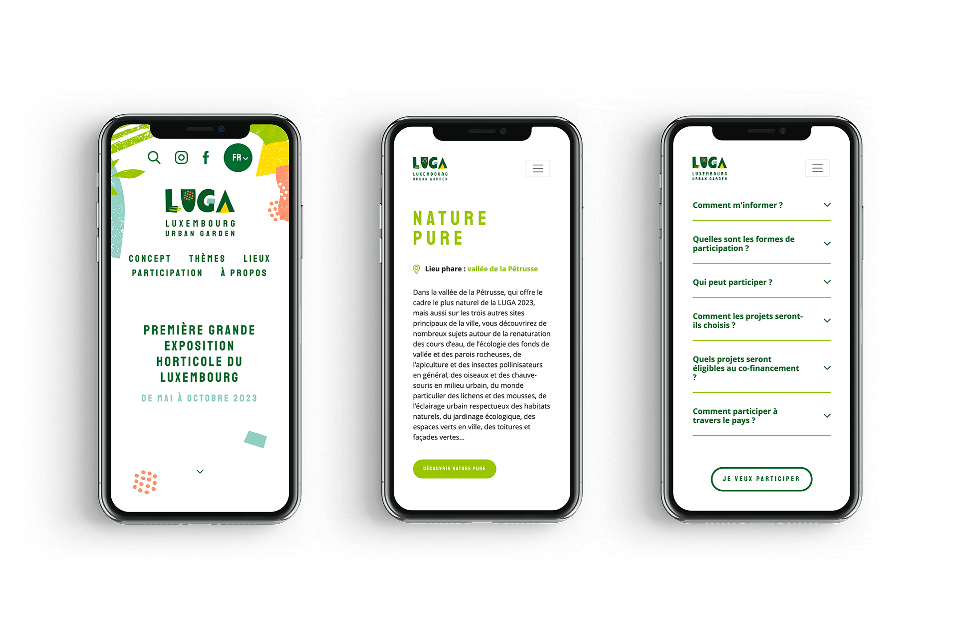 Affichage sur smartphone du site internet de LUGA