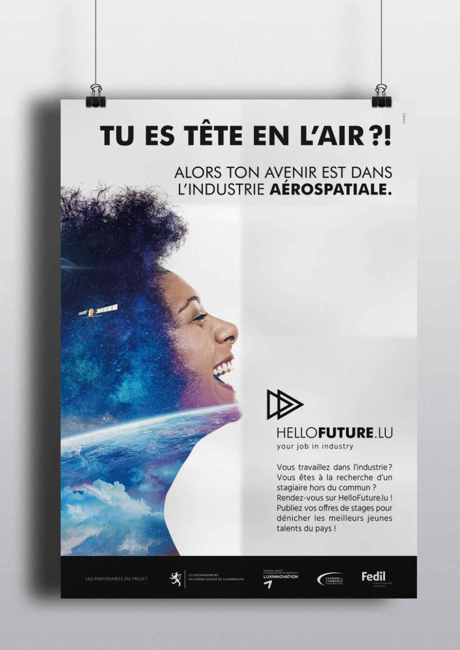 Affiche réalisée par l'agence Comed pour promouvoir les métiers de l'industrie aérospatiale