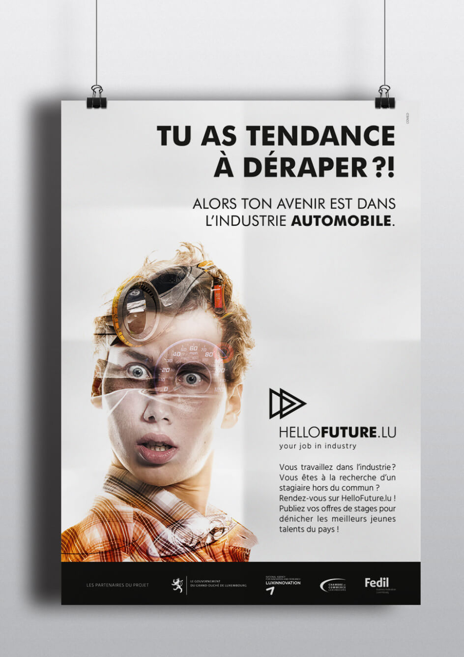 Réalisation d'une affiche pour promouvoir les métiers de l'industrie automobile pour les jeunes à partir de 14 ans