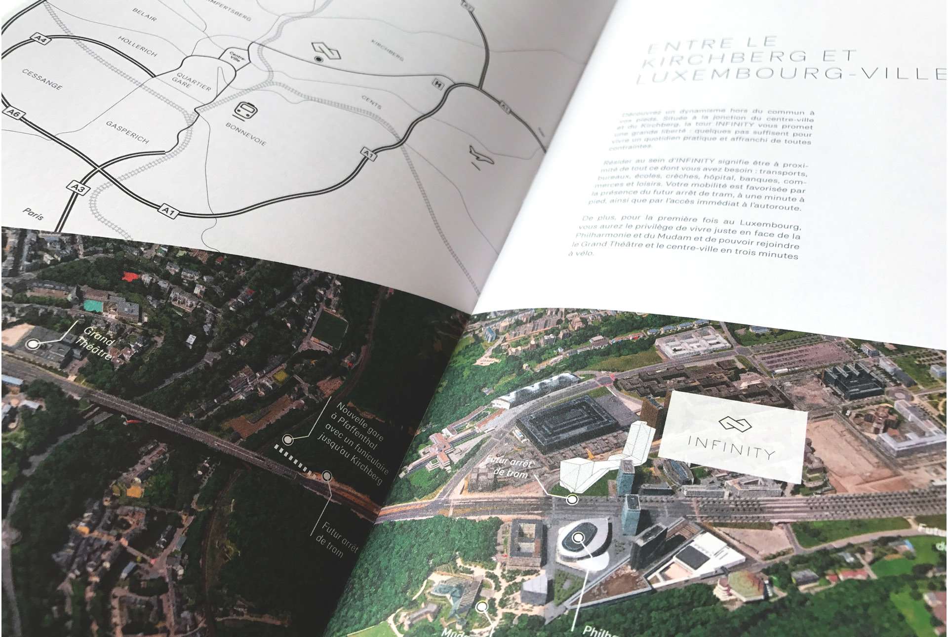 Plan montrant la situation du projet résidentiel Infinity, visible à l'intérieur de la brochure