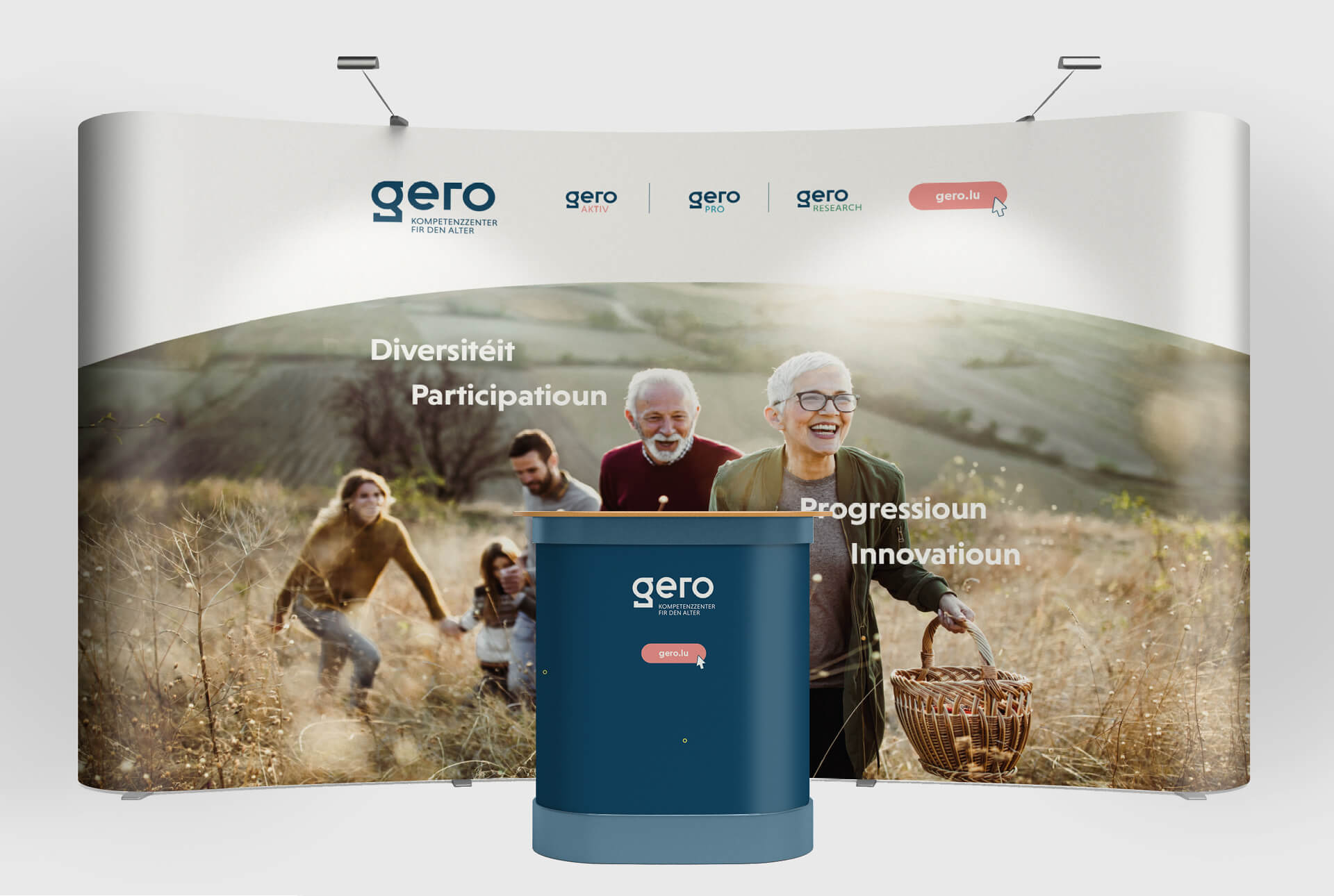 habillage d'un stand pour accompagner la présence de Gero sur différentes foires et salons