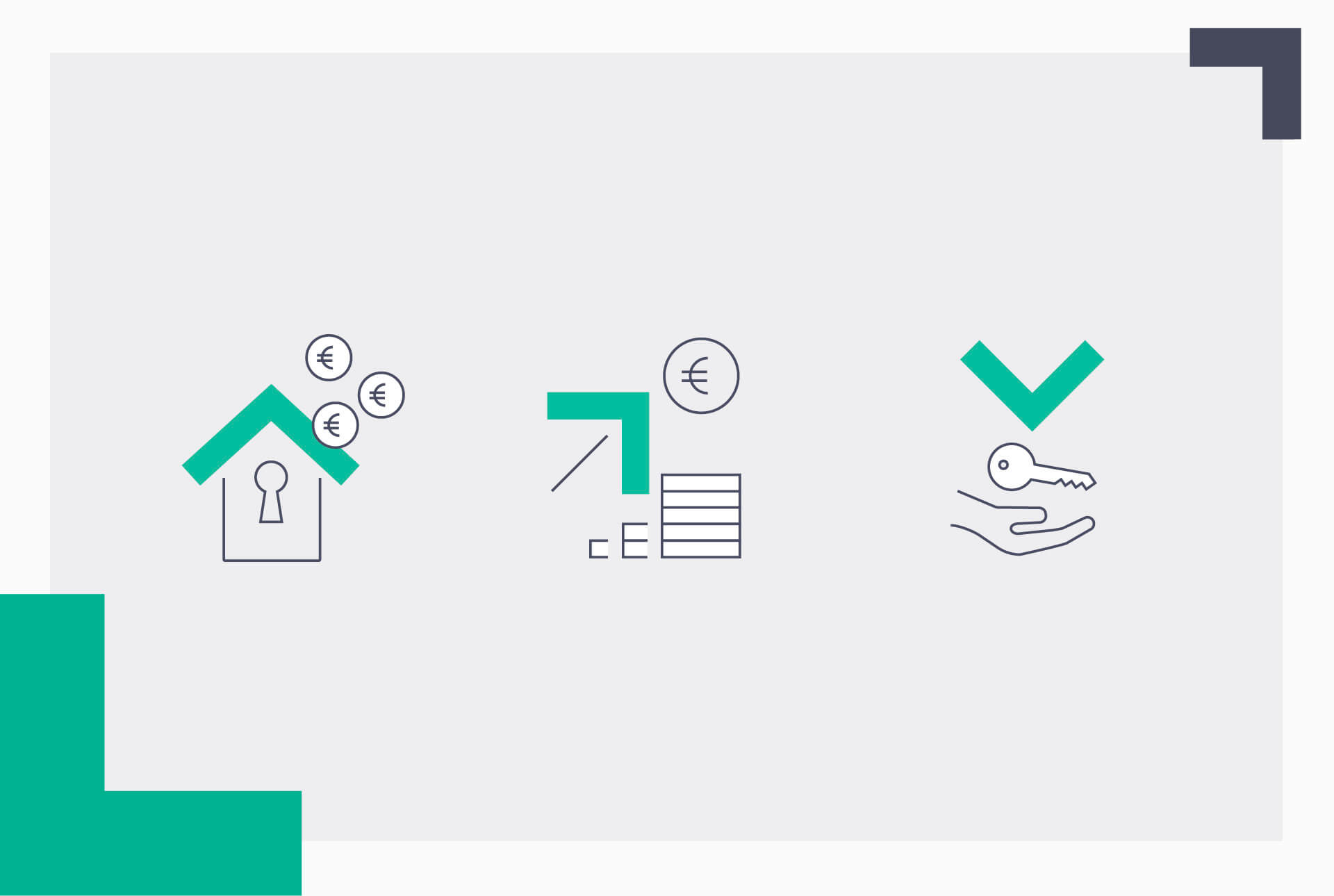 Pictogrammes montrant les avantages de faire appel à GLS (ministère du logement au Luxembourg)