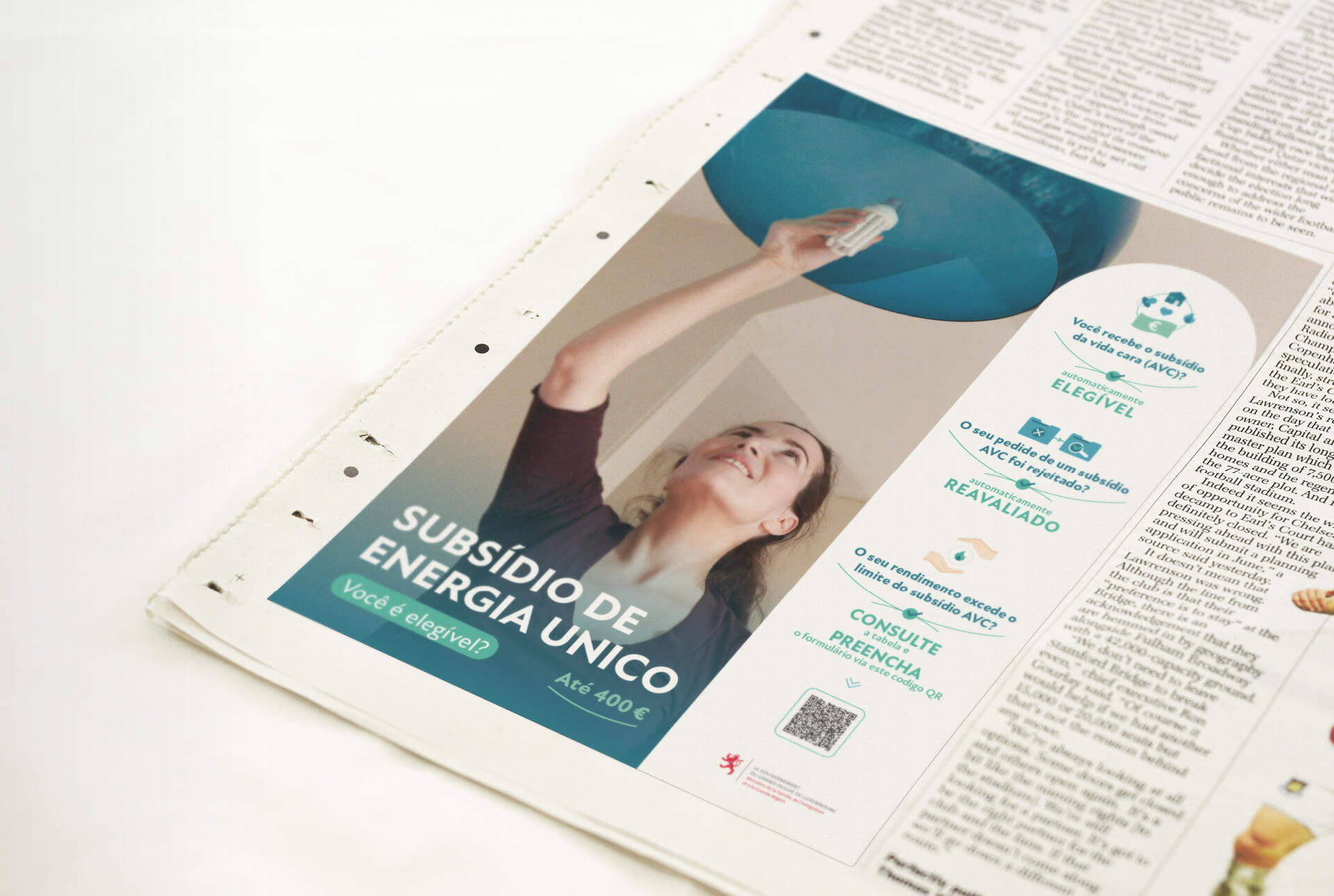 Publicité imprimée dans un journal pour la campagne Prime énergie