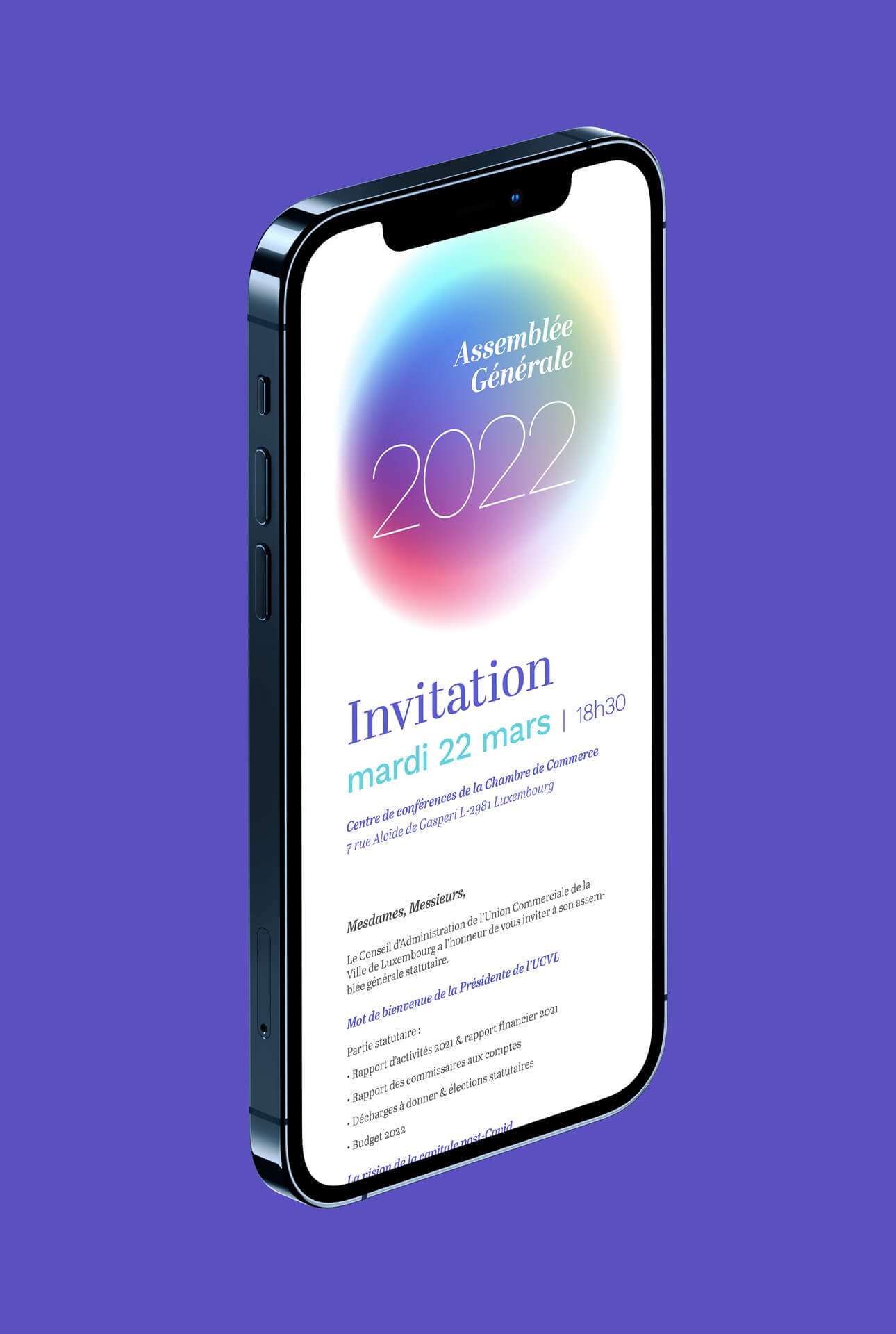 Invitation digitale à l'AG de l'UCVL, Union Commerciale de la Ville de Luxembourg