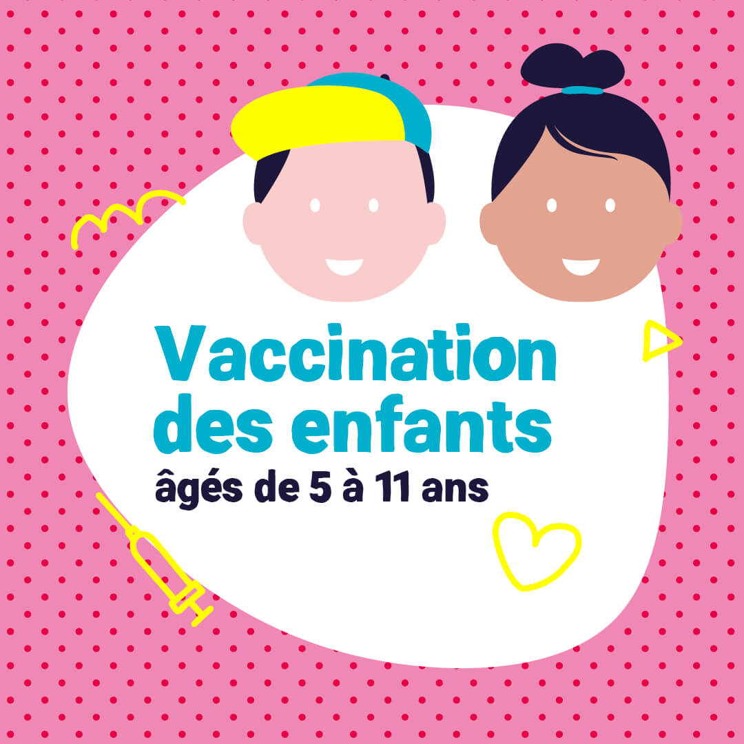 Visuel sur la vaccination des enfants de 5 à 11 ans (Facebook / Instagram / Twitter et Linkedin).