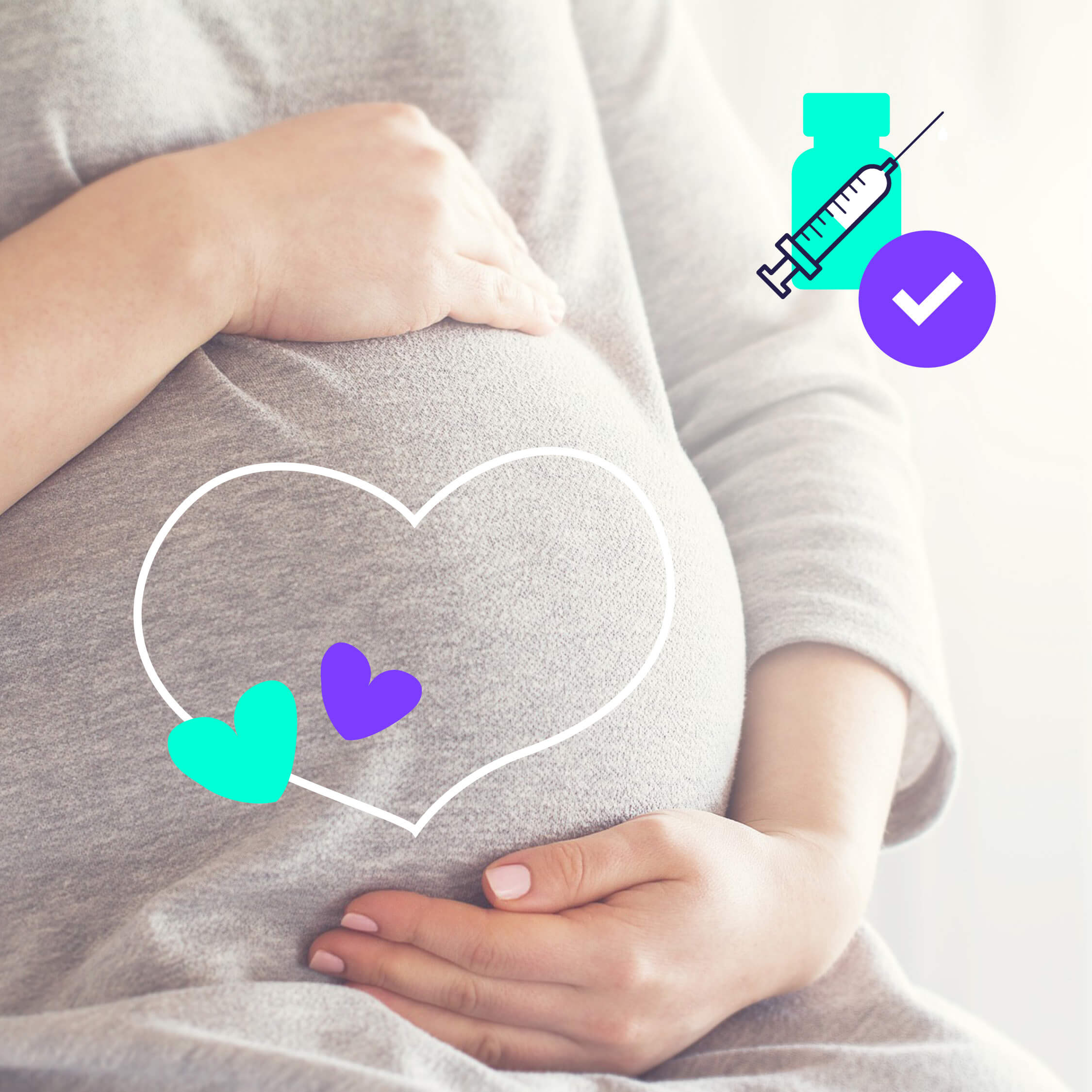 Visuel pour une publication réseaux sociaux sur l'impact des vaccins sur les femmes enceintes