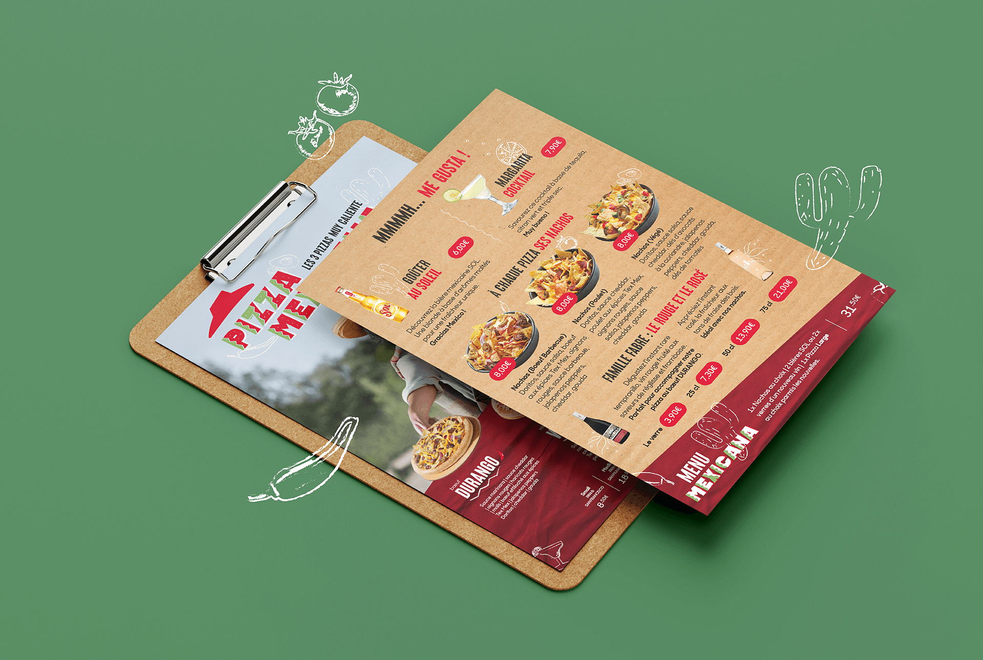 Mise en page de la carte spéciale « Menu Mexicana » de Pizza Hut Luxembourg