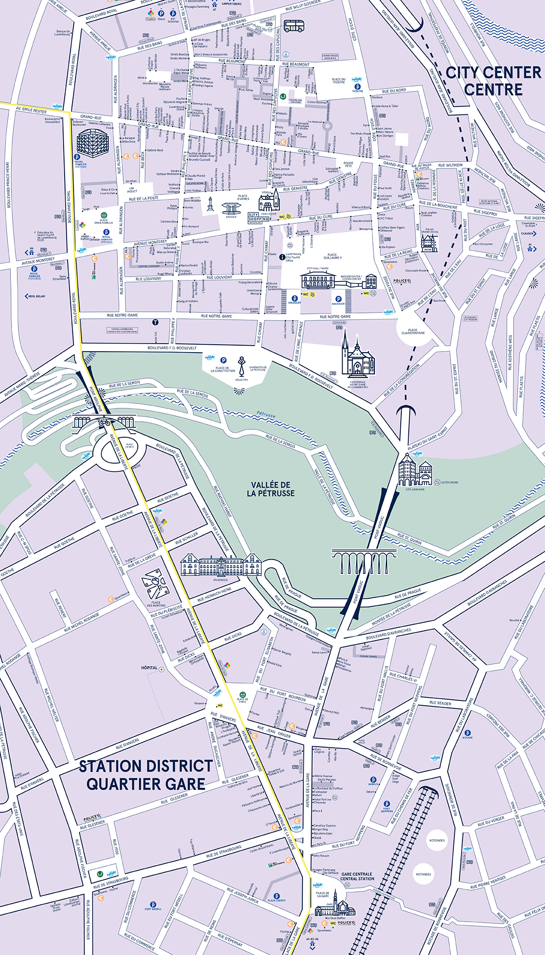 City Shopping Map complète de l’UCVL (Union Commerciale de la Ville de Luxembourg)